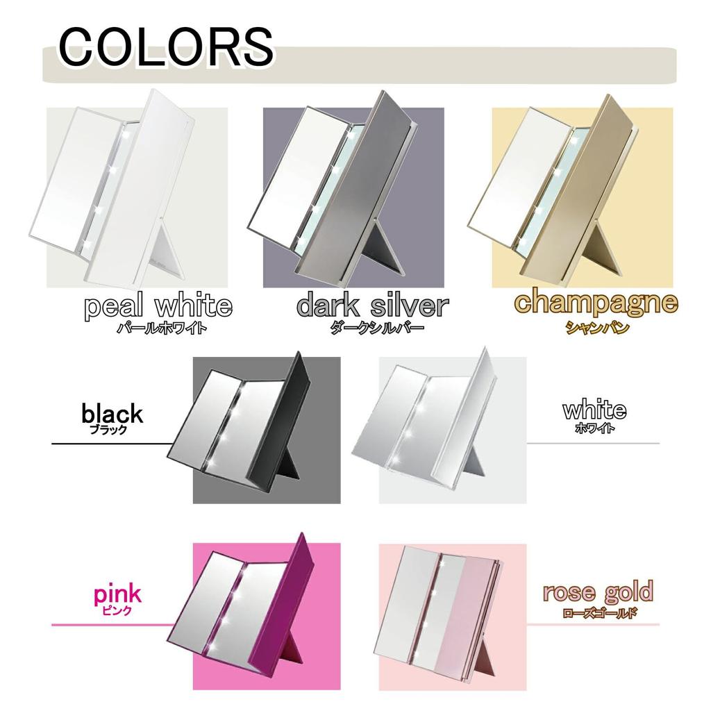 Risa Rose Schauspielerin Tisch-Make-up Schwarz Dreiseitiger Spiegel, Tischplatte, Schwarz, Weiß, Rosa, Gold, Spiegel, Spiegel, Spiegel, Licht, LED, Niedlich, Spiegel,