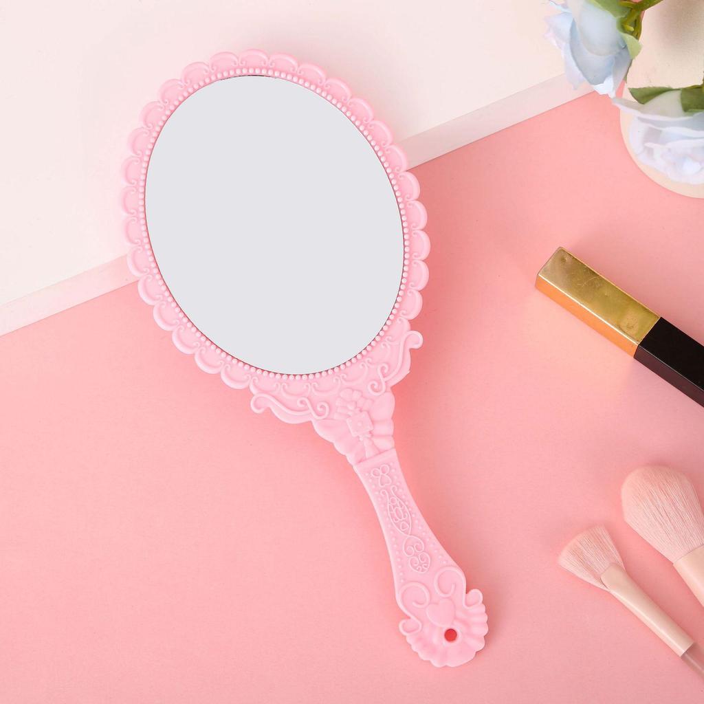 European-Style Irregular Shape Retro Handheld Makeup Mirror with Portable Handle