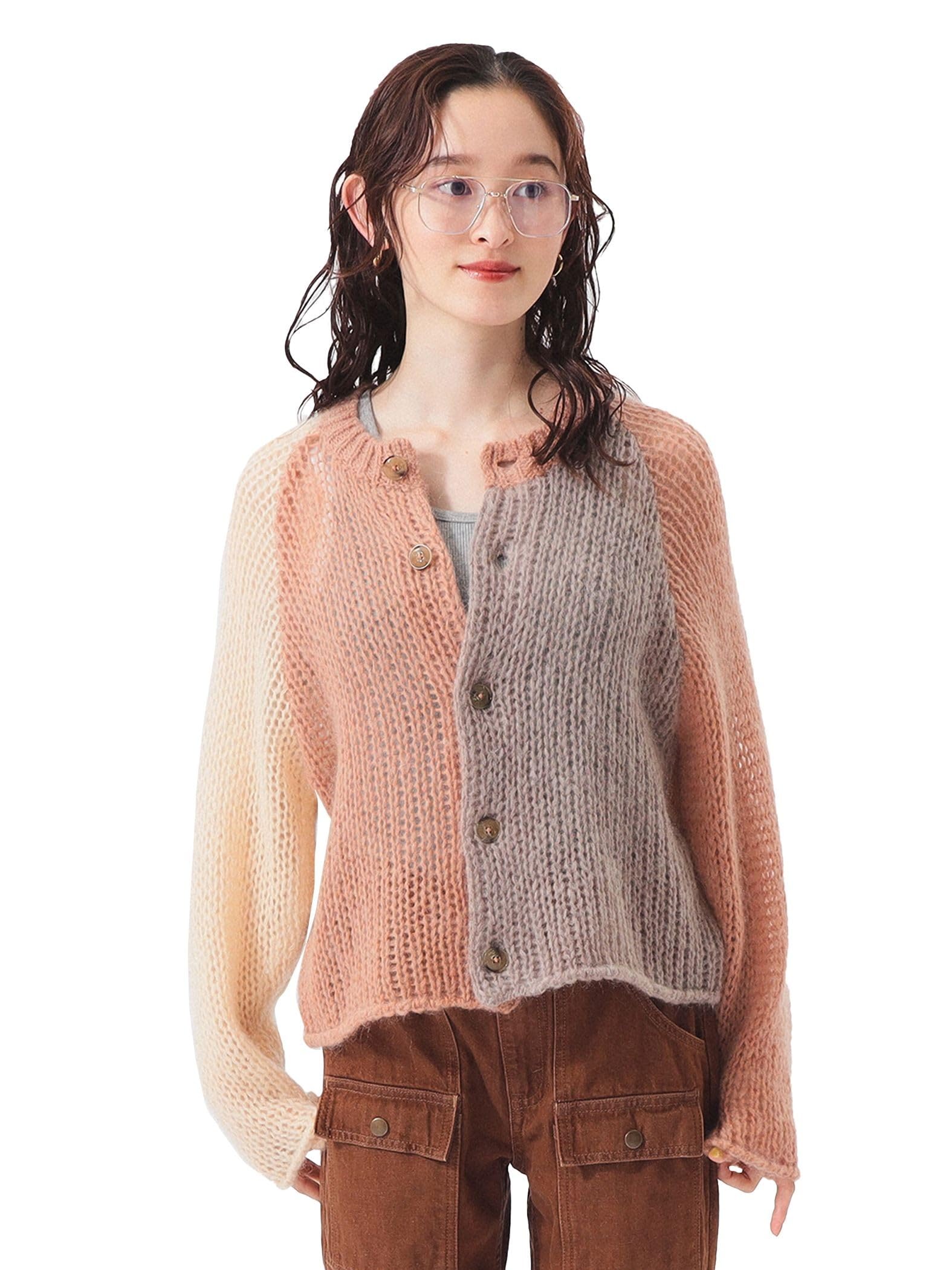 

Beams Boy Женский Вязаный Мохеровый Кардиган в Стиле Крейзи, Слоновая Кость Свободный