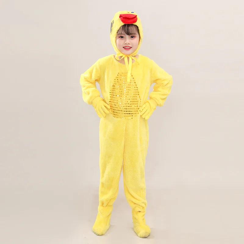New Children Kids Adult Halloween Duck Chicken Chick Costume Skirt Tutu Yellow Bodysuit Outfit Dance Performance