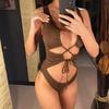 Sexy Mit Sarong Spitze Up Cut Out Gerippte Frauen Bademode Einteiligen Badeanzug Weibliche Gepolsterte Badende Badeanzug Schwimmen