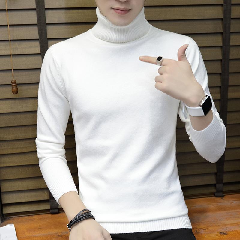 Winter Turtleneck Men's Sweater Korean Version Slim-fit Solid Color Knitted Sweater Men's Bottoming Shirt Men's Clothing