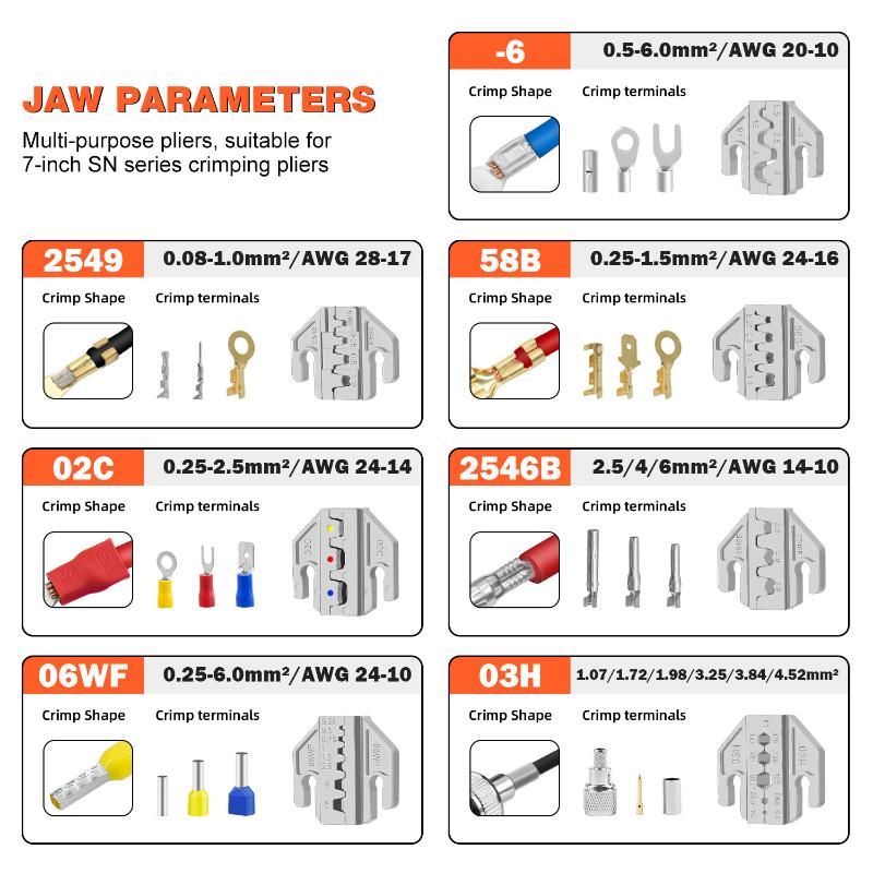 Sn-58B Portable Crimping Pliers With Interchangeable Dies Cold Press Springs Cold Press Pliers Terminal Crimping Tool Set