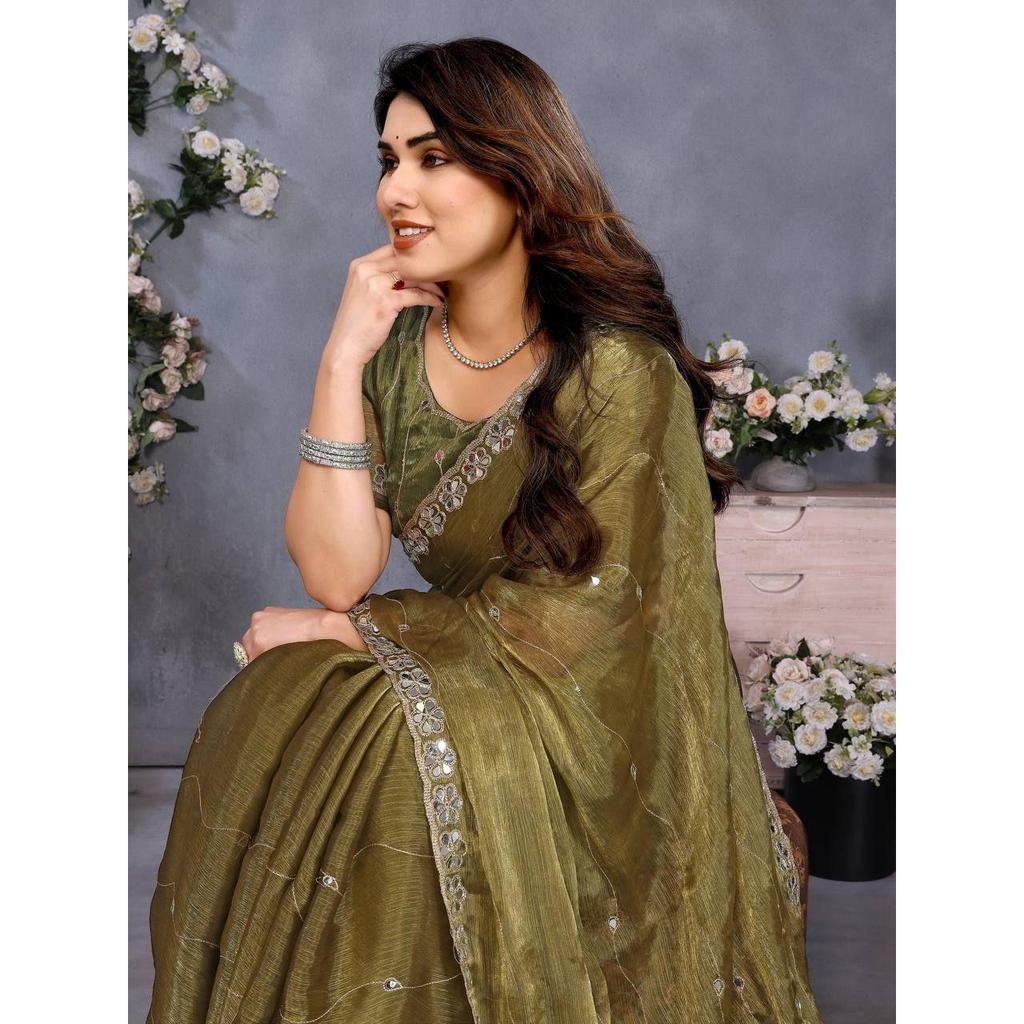 Premium Designer Mirror Work Saree Collection