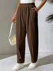 Women's Corduroy Elastic Waist Wide-Leg Pants, Solid Color, Comfortable Casual Loose Fit for Autumn and Winter 2025.