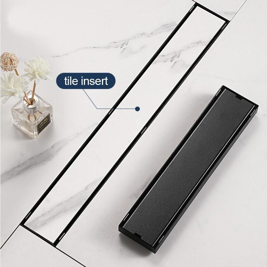SUS 304 Stainless Steel Rectangle Shower Drain Linear Shower Floor Drain with Tile Insert Grate Bathroom Drainage Device