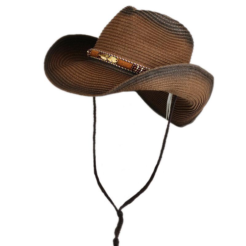 Freedom Outdoors Women's Black Men Cowboy Hat Summer Wide Brim Western Cowgirl Straw Hats Fashion Dress Party Headwear Unisex Cap