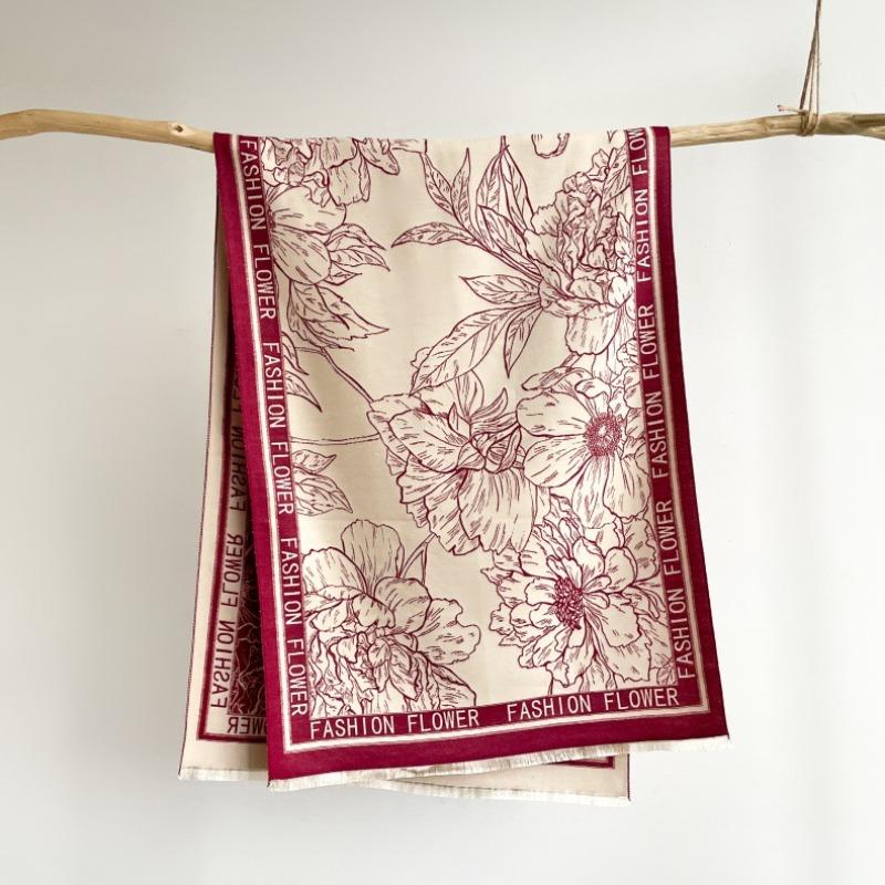 High-end imitation cashmere scarf women's new winter printing thickened warm scarf versatile air-conditioned room sweet girl shawl