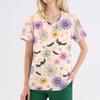 Damenmode V-Ausschnitt Kurzarm Overalls mit Taschen Print Tops Kleidung