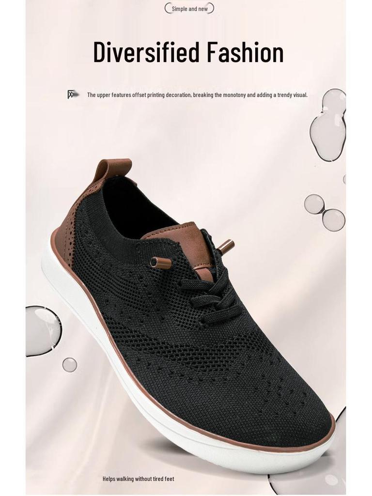 Men's Cross-Border Slip-On Shoes: Breathable Mesh Fly-Knit, Lightweight, Super Soft, Sizes 46-48 for Summer