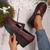 Fashion Women's round-toed sloping heel soft-soled leather shoes, spring and autumn thick-soled sponge cake shallow single shoes