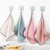 Thickened Highly Absorbent Kitchen Cloth with Lockstitch Stripes Household Cleaning Coral Fleece Dishcloth Non-stick Oil Scouring Pad