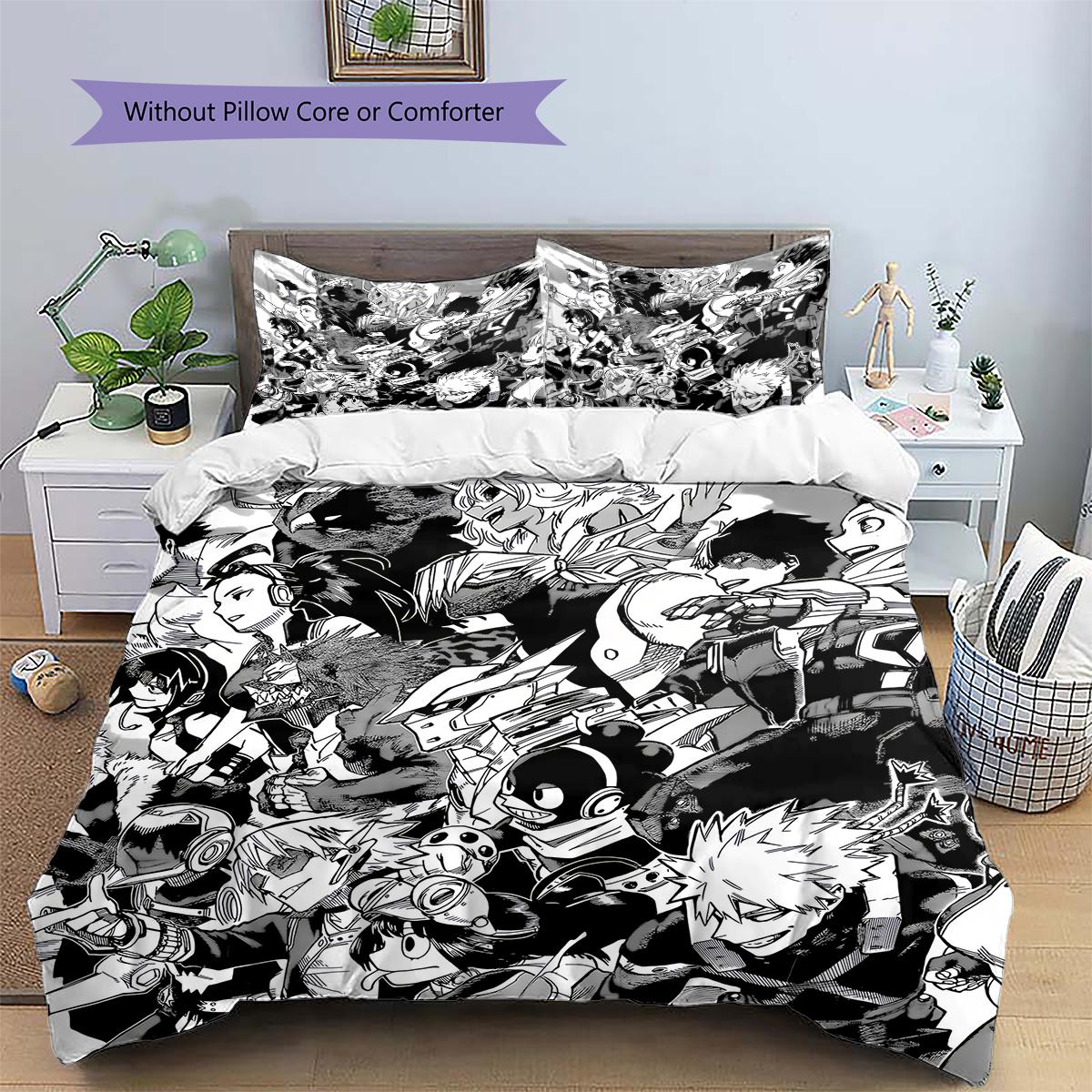 

My Hero Academia Black & White Duvet Cover & Pillowcases, MHA Fan Bedroom Bedding, Perfect Gift.chl 135x200cm
