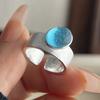 Xiaomi 925 Sterling Silver Rings for Women Couple Minimalist Retro Blue White Stone Ring Fine CZ Jewelry Birthday Gift Prevent Allergy