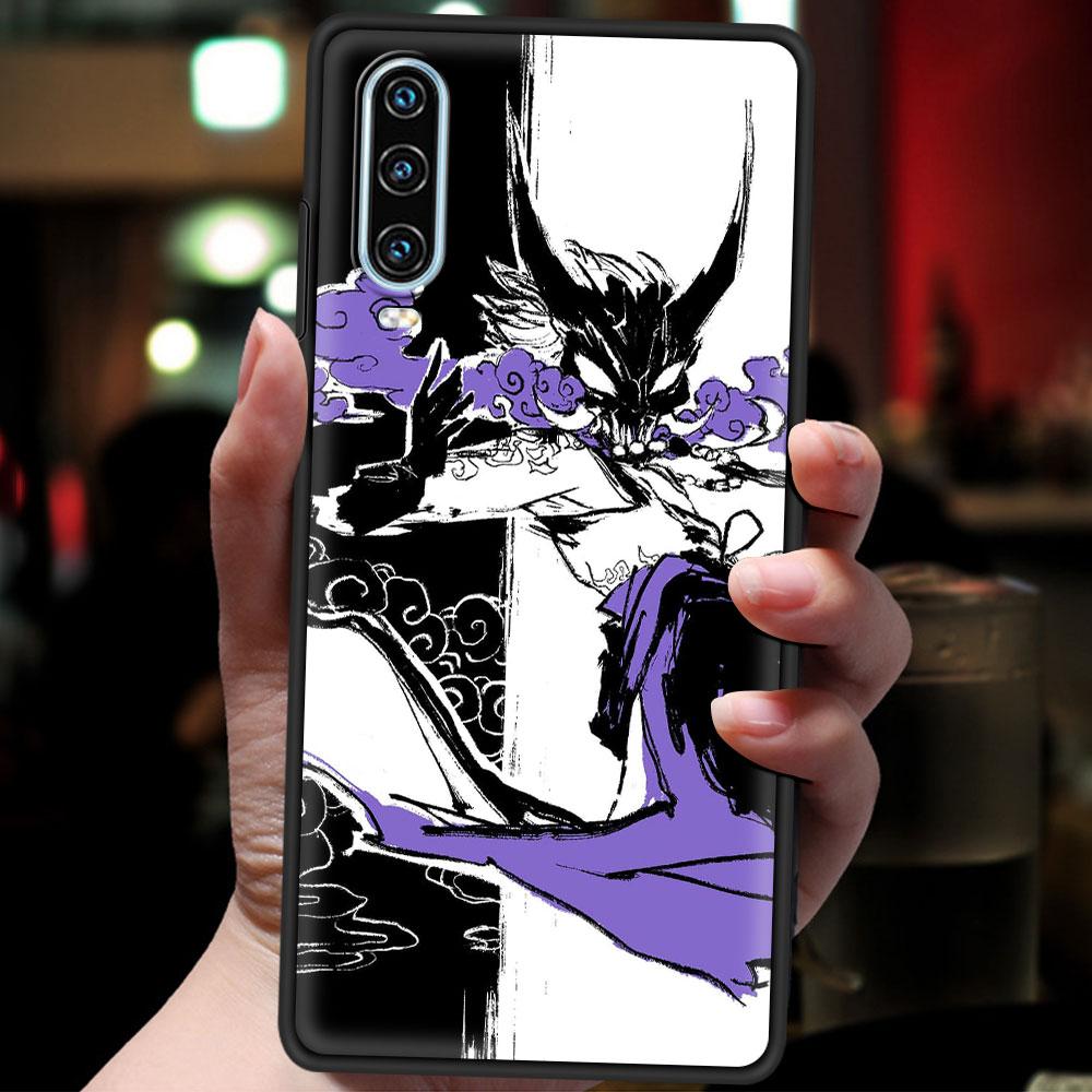 Genshin impact black and white Phone Case For Huawei P30 Lite P50 Pro P20 P40 Lite E P Smart Z 2021 Y7 Y9 2019 Y6p Y9s Y7a Cover