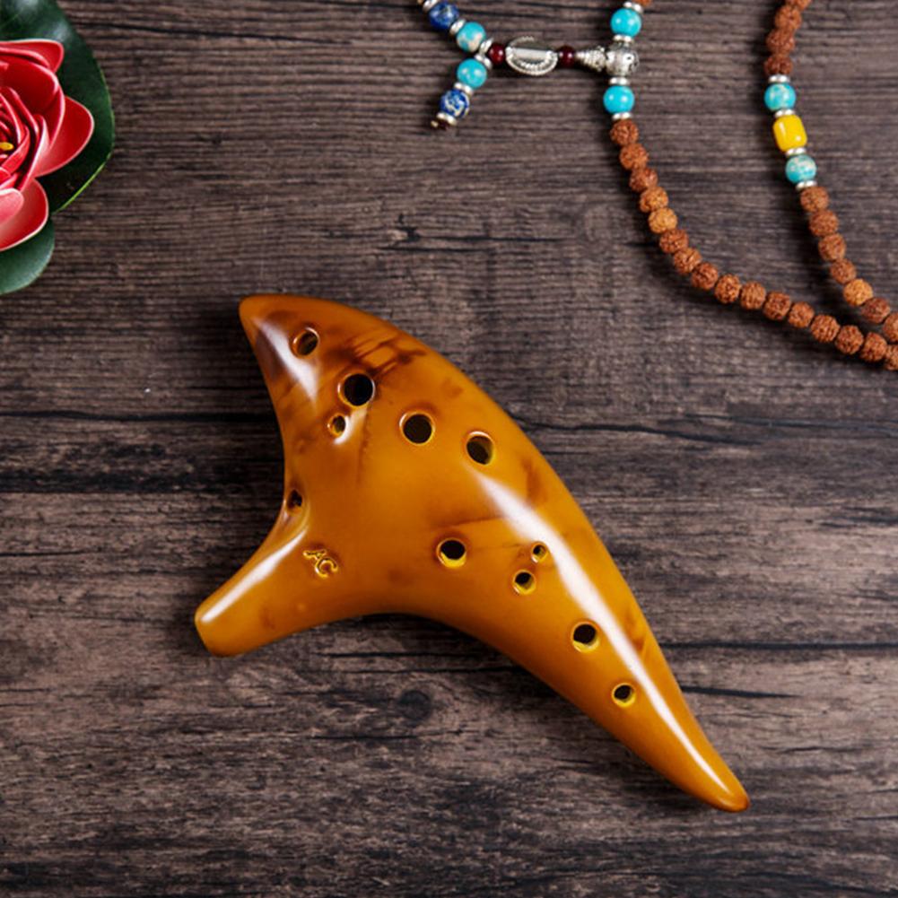 12 Hole Natural Ocarina Stable Intonation Alto C Tone Smokey Fired Ocarinas with Protective Bag Gift for Kid Adult