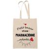 Tote Bag - PLANETEE - Beloved Pharmacist Woman - Beige Cotton - Printed In France - Large Capacity