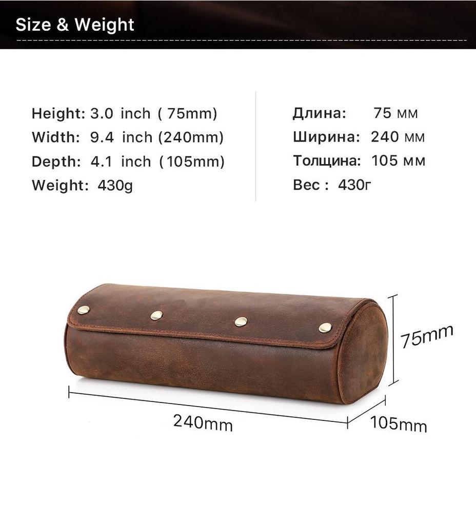 Vintage Leather Mechanical Watch Travel Box - Three-Piece Set