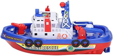 Fauitay Music Light Boat Toy, Automatic Water Spray Electric Bath Toy with Simulated Siren Sound, Rounded Edges Safe Non-Toxic Kids Bath Time Toy