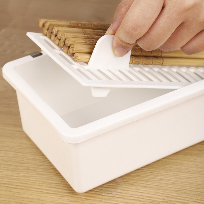 Chopstick Box with Lid: Dustproof, Water-Draining Kitchen Storage Rack for Utensils - Holds Chopsticks, Spoons, Knives & Forks