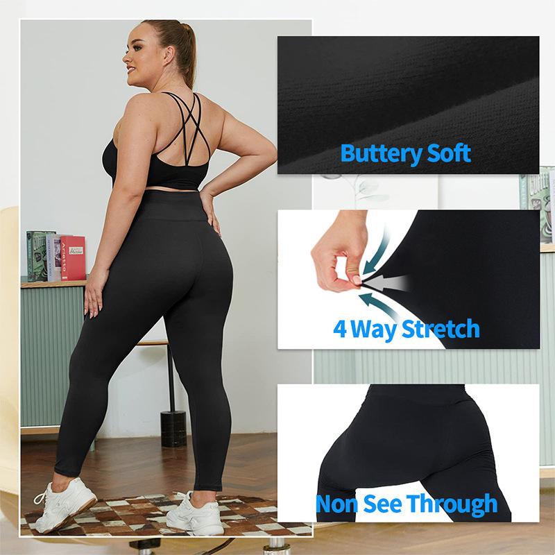 Leggings Übergröße Yogahose Fitnessfreundlich Hochtailliert Nacktgefühl Po-Hebend Laufen Sportleggings