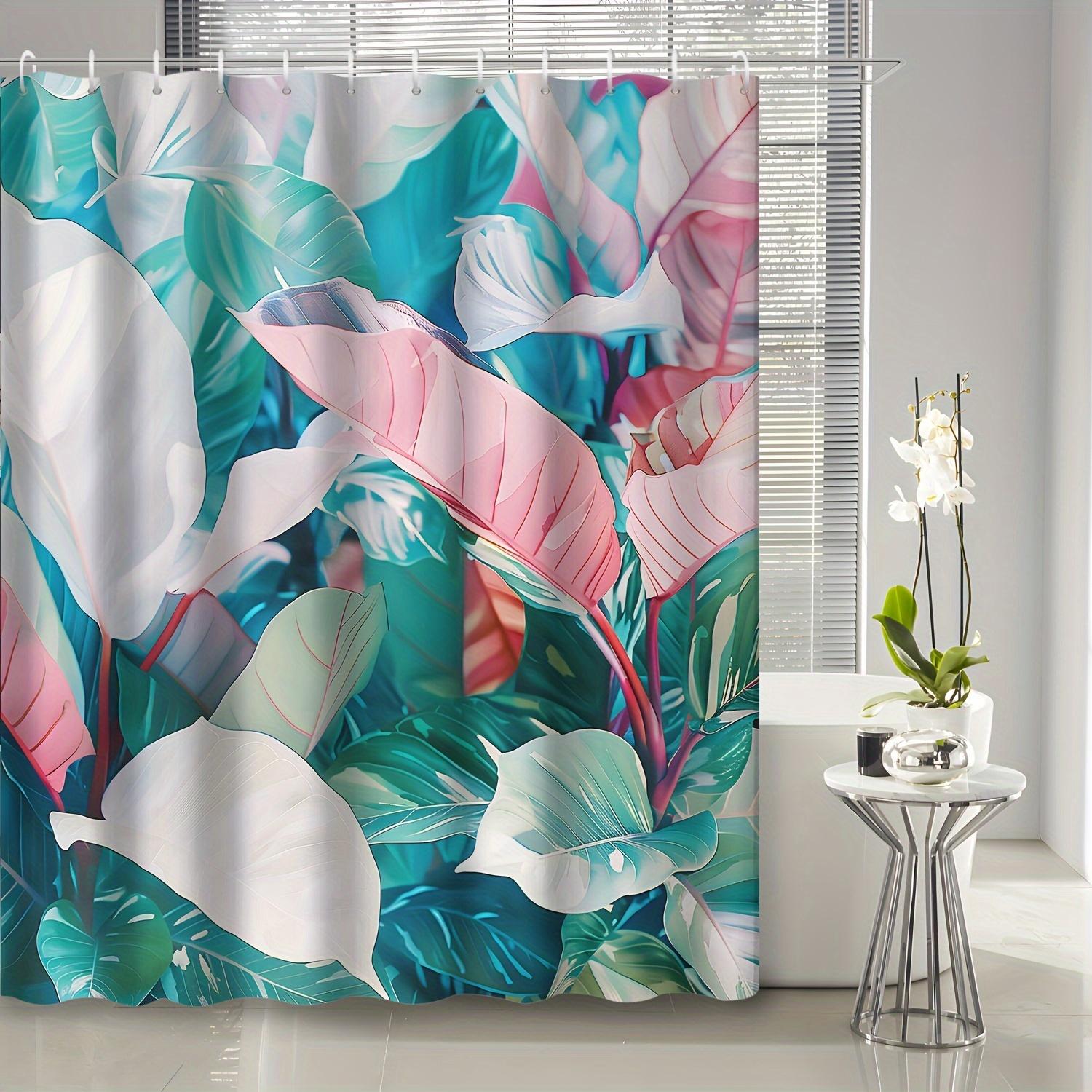 

1Pc American Retro Painted Tropical Plant Palm Leaf Banana Leaf Bathroom Shower Curtain With 12 Hooks Shower Curtain, Bath W60H190(CM)-1 Pcs