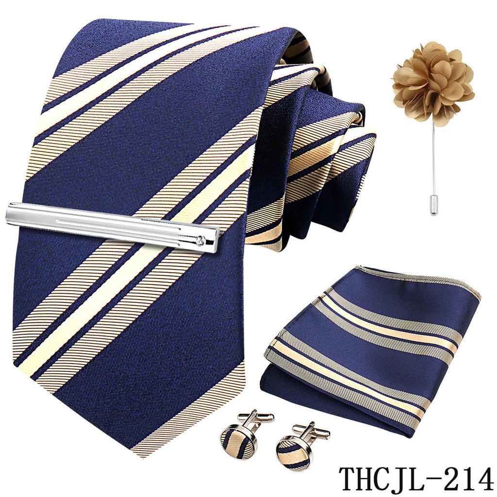 Men'S Business Dress Tie 5-Piece Groom Best Man Dress Accessories Gaowei Dense Jacquard Tie Worker