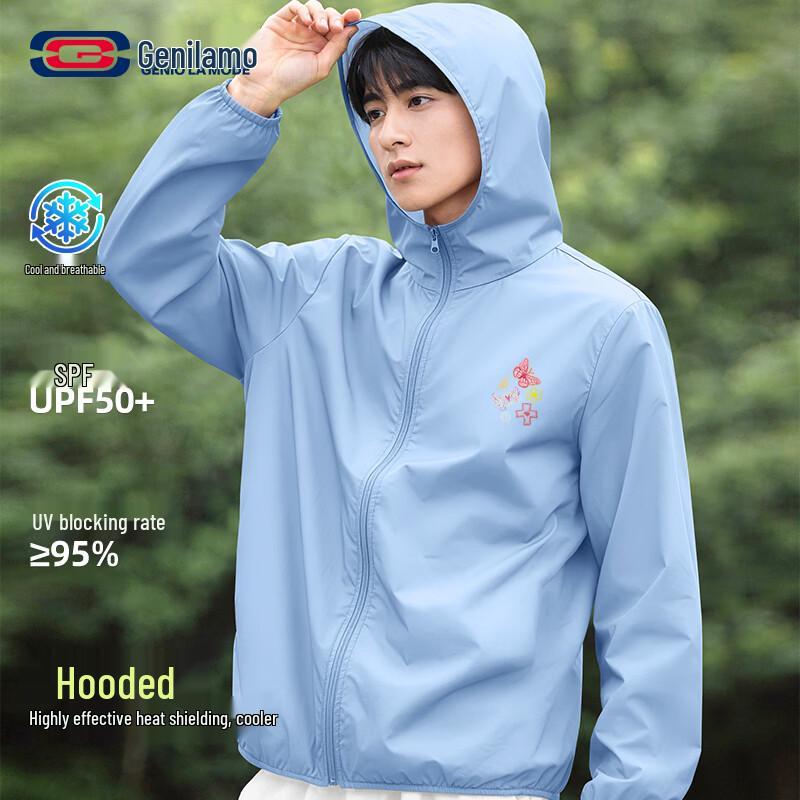 

Мужская легкая солнцезащитная куртка GENIOLAMODE с капюшоном, защита UPF50+ XL