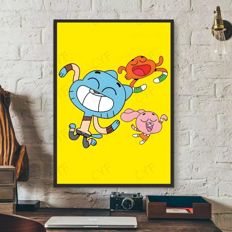 Fashion T-The Amazing World of Gumball Poster HD Art Sticky Wall Waterproof Home Living Room Bedroom Bar Aesthetic Decoration