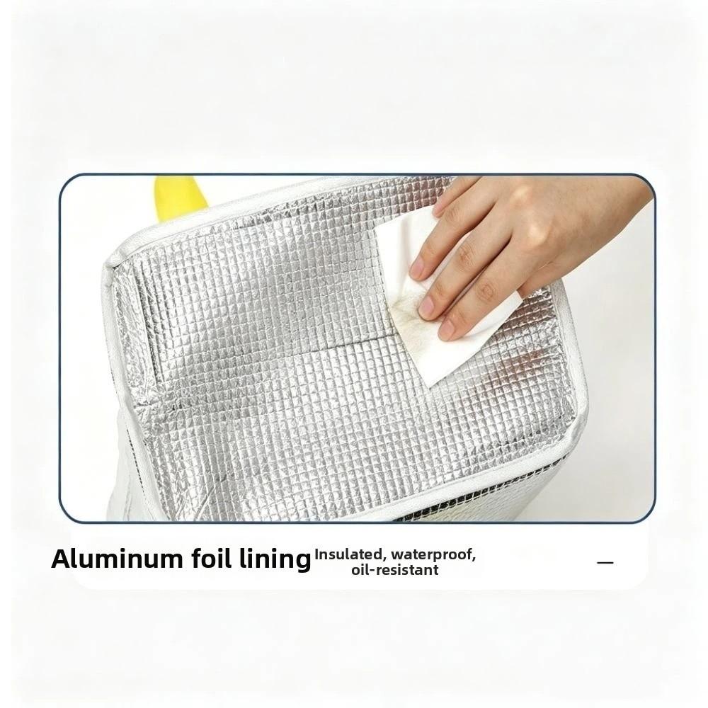 Solid Color Insulated Lunch Bag Large Capacity Thermal Picnic Bag Lunch Handbag Picnic