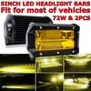 NEW-2X 5 Inch 72W LED Work Lights Waterproof Off Road Pod Fog Lights Yellow Lamps for Trucks ATV UTV Polaris Boat Golf Cart