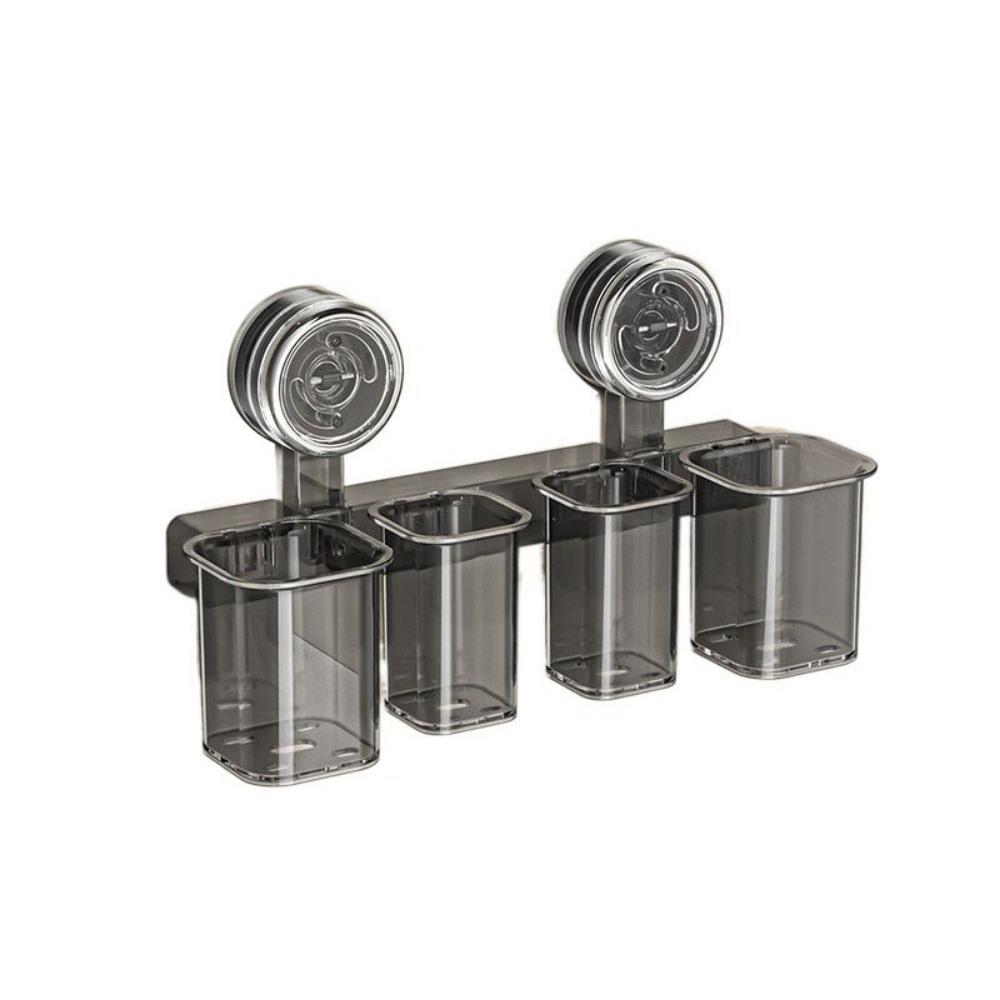 Wall-Mounted Toothpastes Storage Box Transparent Cosmetics Storage Box Bathroom Grey-4 Grids