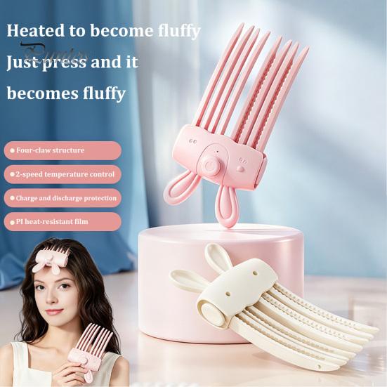 Fast Heating Root Volumizer 1/2Pcs Heated Hair Volume Clip, Cordless Lifter Comb with 2 Instant Lift Clip Heat Settings, USB Rechargeable Volumizing