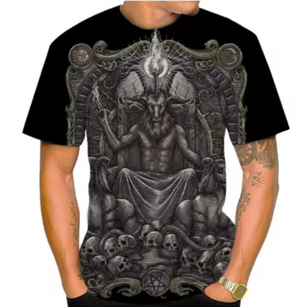 New Devil Satan 3D Printed Men's T-shirts Summer Fashion Harajuku Hip Hop Casual Tees Streetwear Personality Round Neck Y2k Tops