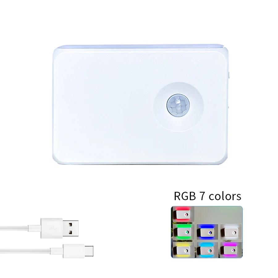 Rechargeable LED Human Body Sensor Light Motion Sensor Night Light Magnetic Cabinet Lights RGB Wall Lights for Bedroom Corridors