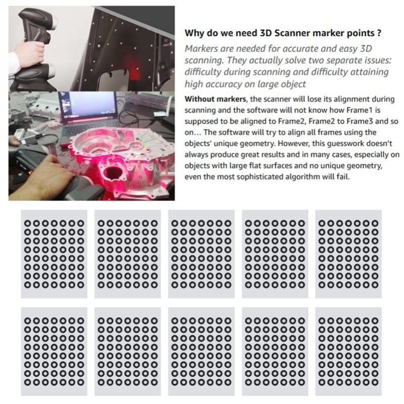 10 Sheet 6mm 3D Scanning Marker Reusable 3D Tracking Dot Reference Point Marker For Optical Surveying