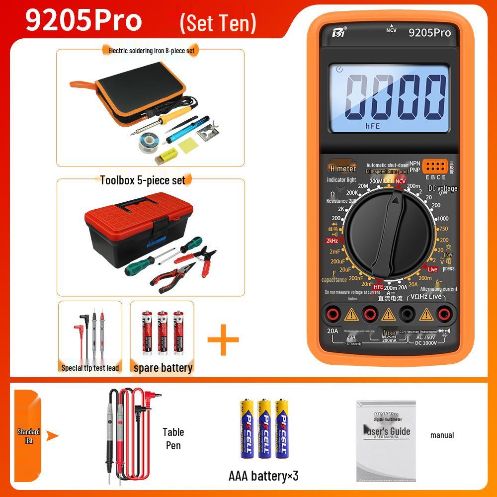 High Precision Anti-Burn Digital Multimeter Electrician's Model DT9205A/9205P-S9205PRO