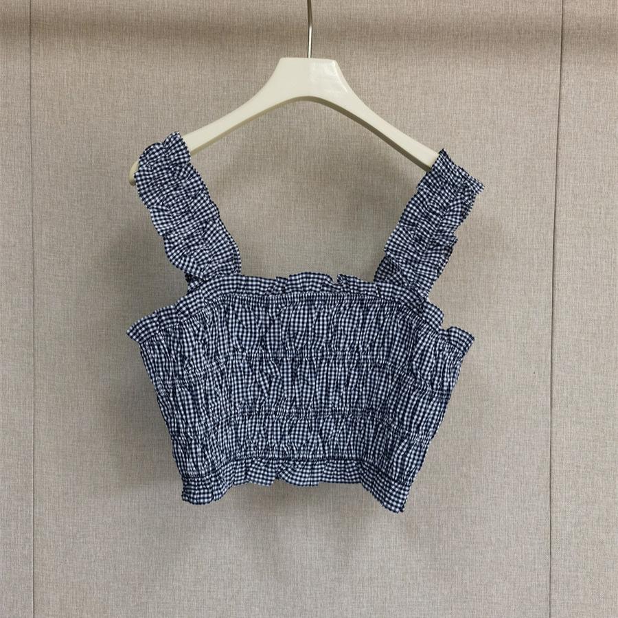2025 Spring/Summer French Playful Plaid Pleated Camisole & Skirt Set Small