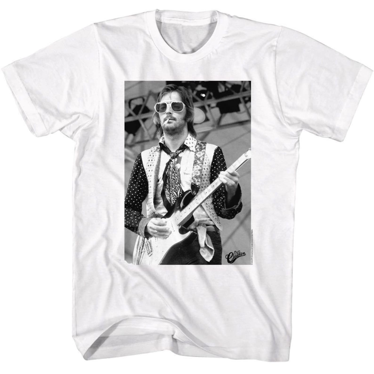 Eric Clapton BW Sunglasses White T-Shirt S