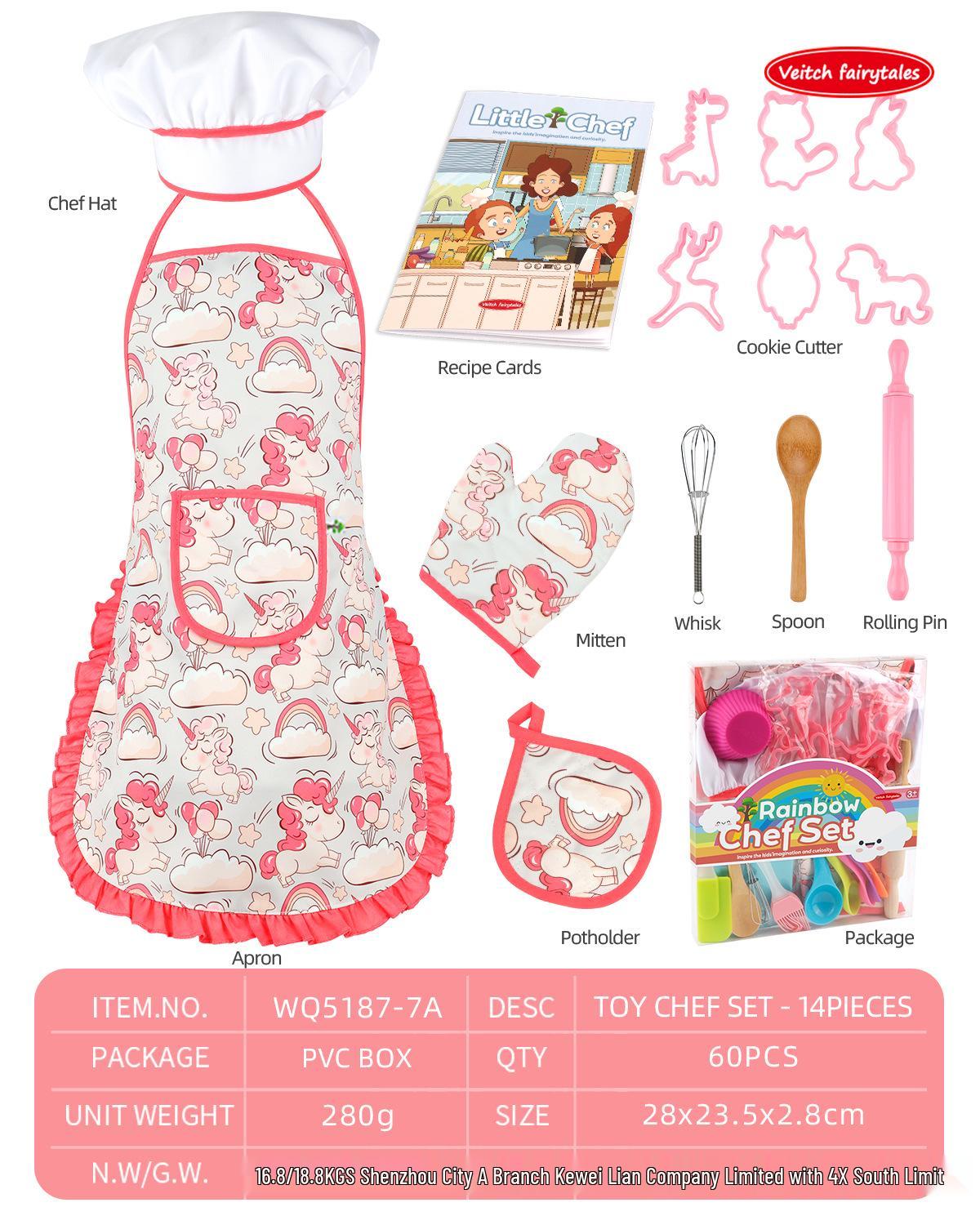 Kids Baking Set: Role-Play Kitchen Toys & Cake Cooking Apron Gift