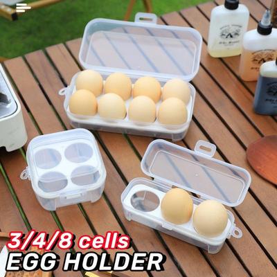 3/4/8 Grids Egg Holder Shockproof Kitchen Container Case Organizer for Outdoor Camping Picnic Portable Egg Storage Box