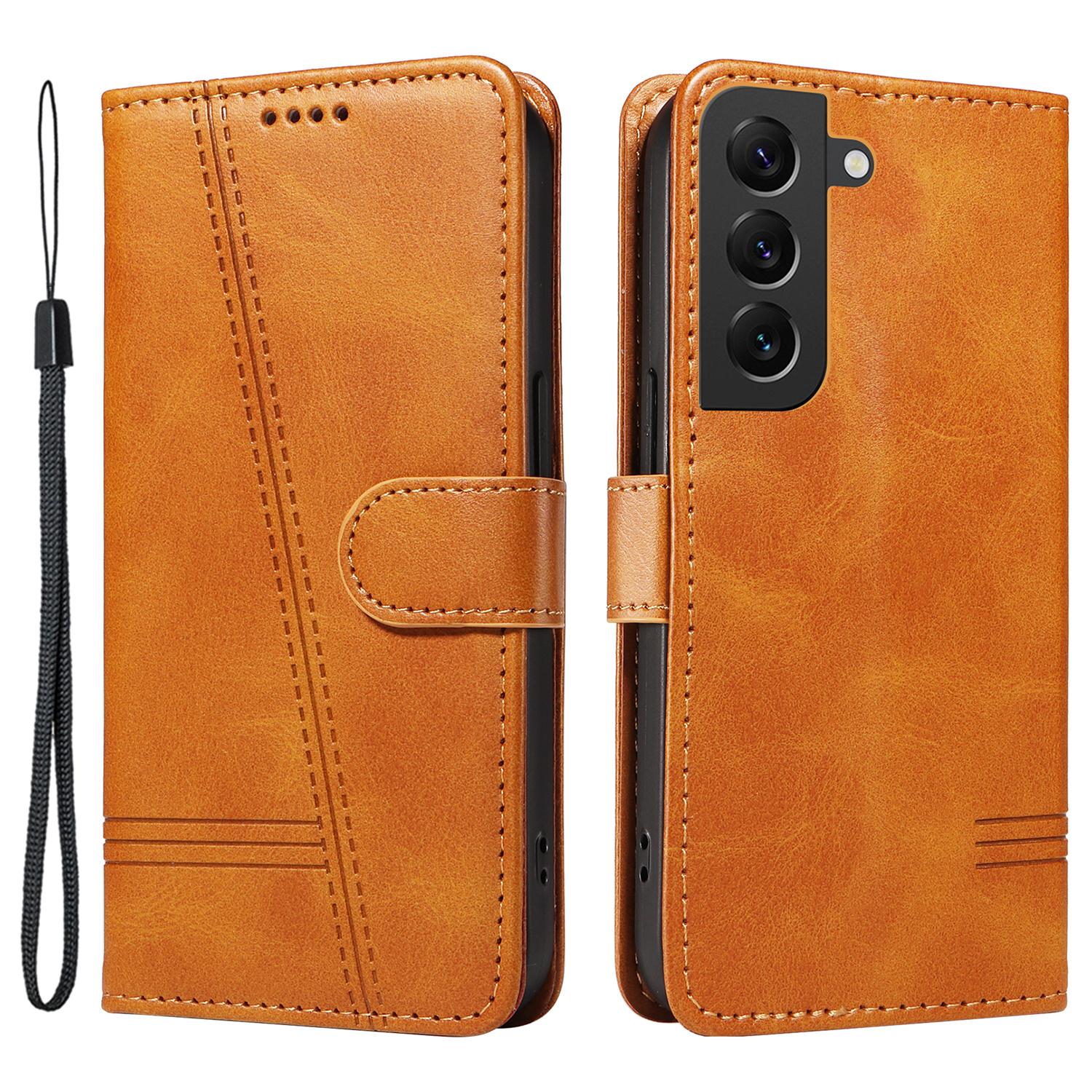 

Чехол для Samsung Galaxy S21 FE 5G с тиснением линий, кошелек, кожаный чехол для телефона Yellow