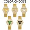 Women Luxury Crystal Triangle Dial Quartz Watch Gold Mesh Bracelet Elegant Ladies Wristwatch With Gift Box YaLaLuSi