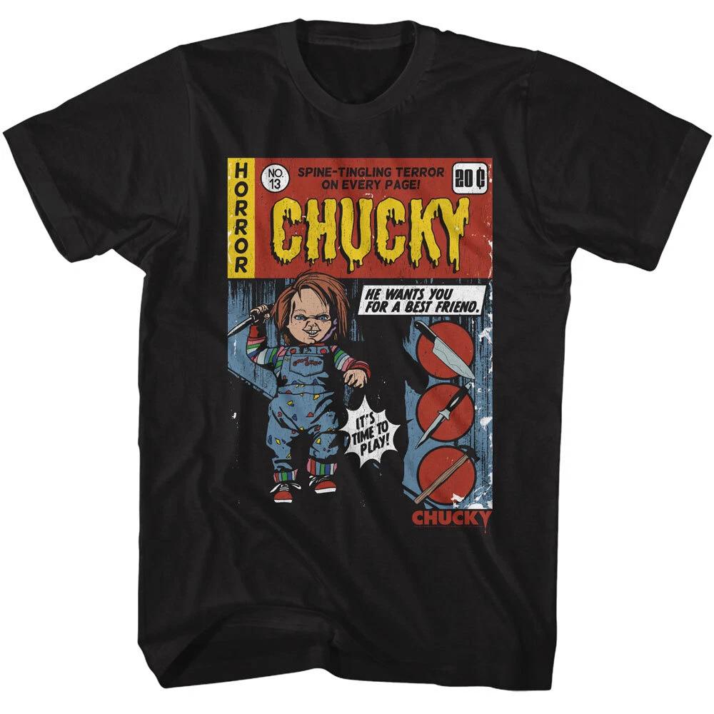 Childs Play Chucky No 13 Comic Book Cover Spine Tingling Terror Men s T Shirt L