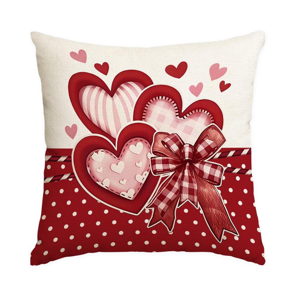 45*45cm Valentine s Day Cushion Cover Pink Love Pattern Valentine s Day Pillow Cover Red Throw Pillow Cover Headboard Pillow