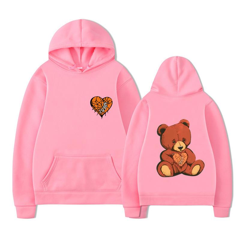 Spring Autumn Fashion Women's Teddy Printed Hoodie Versatile Comfortable Casual Sports Long Sleeve Hoodie