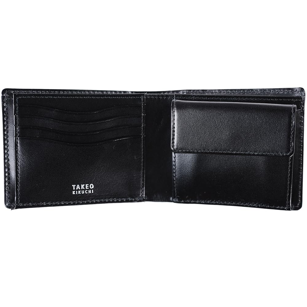 Takeo Kikuchi Bifold Genuine Leather Wallet 3071 Hand Leather Men's (Black)