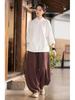 25 Autumn Retro Stand Collar Women's Cotton Linen Shirt with Frog Buttons - Zen Tea Ceremony Style