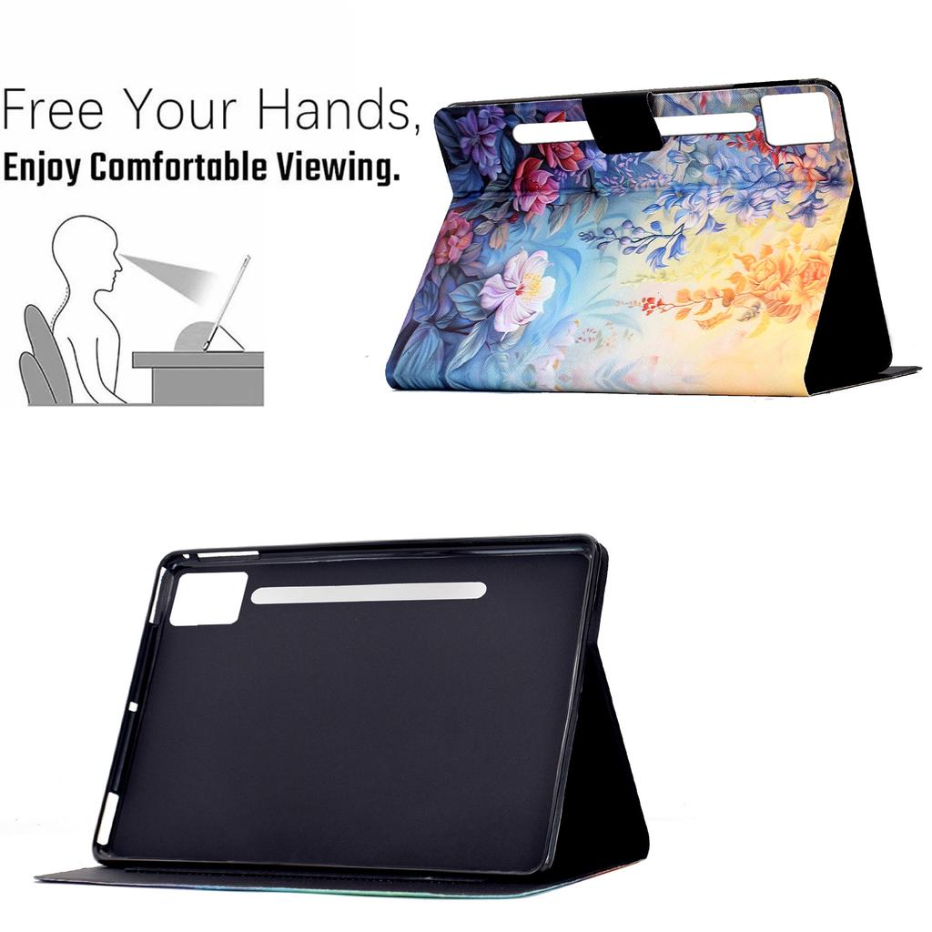 For Lenovo Idea Tab Pro/Tab P12 Pro Gen 2 Case Colorful Pattern Painting Card Slots Stand Leather Tablet Cover with Auto Sleep/Wake