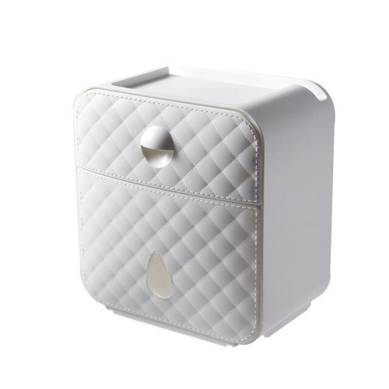 Wall Mounted Toilet Paper Shelf Waterproof Toilet Paper Tray Towel Holder Towel Holder Casetube Storage Box Home | Papers (White)